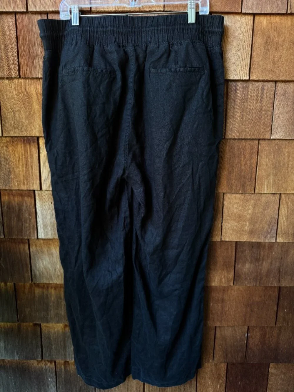 Quince Black Linen Elastic Waist Pants in Women's X-Large
